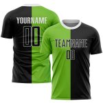 Neon Green Black White Sublimation Split Fashion Soccer Jersey - Custom Uniform Custom Neon Green Black-White Sublimation