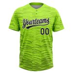 Neon Green Black White Custom Two-Button Unisex Softball Jersey Custom Neon Green Black-White Two-Button Unisex Softball - Image 2