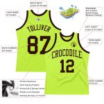 Neon Green Brown Basketball Jersey - Custom Authentic Throwback Style Custom Neon Green Brown Authentic Throwback Basketball - Image 2