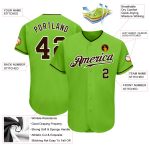 Authentic Custom Neon Green Brown White Baseball Jersey for Men Custom Neon Green Brown-White Authentic Baseball Jersey - Image 3