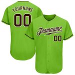 Authentic Custom Neon Green Brown White Baseball Jersey for Men Custom Neon Green Brown-White Authentic Baseball Jersey