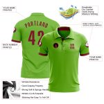 Neon Green Crimson Performance Golf Polo Shirt - Custom Design for Comfort Custom Neon Green Crimson Performance Golf Polo - Image 3