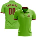 Neon Green Crimson Performance Golf Polo Shirt - Custom Design for Comfort Custom Neon Green Crimson Performance Golf Polo
