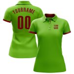 Neon Green Crimson Performance Golf Polo Shirt - Custom Design for Comfort Custom Neon Green Crimson Performance Golf Polo - Image 2