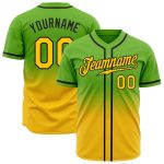 Authentic Fade Fashion Baseball Jersey - Custom Neon Green Gold-Black Color Custom Neon Green Gold-Black Authentic Fade Fashion