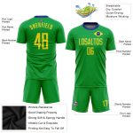 Brazilian Flag Soccer Jersey Custom Neon Green and Gold-Royal Sublimation Design Custom Neon Green Gold-Royal Sublimation - Image 3