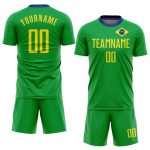 Brazilian Flag Soccer Jersey Custom Neon Green and Gold-Royal Sublimation Design Custom Neon Green Gold-Royal Sublimation - Image 2