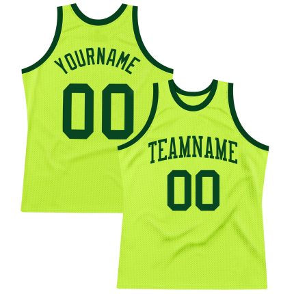 Custom Neon Green Authentic Basketball Jersey - Retro Throwback Style Custom Neon Green Green Authentic Throwback Basketball
