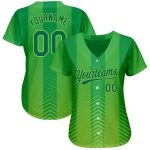 Custom Neon Green 3D Pattern Baseball Jersey - Authentic Kelly Green Design Custom Neon Green Kelly Green 3D Pattern Design - Image 2