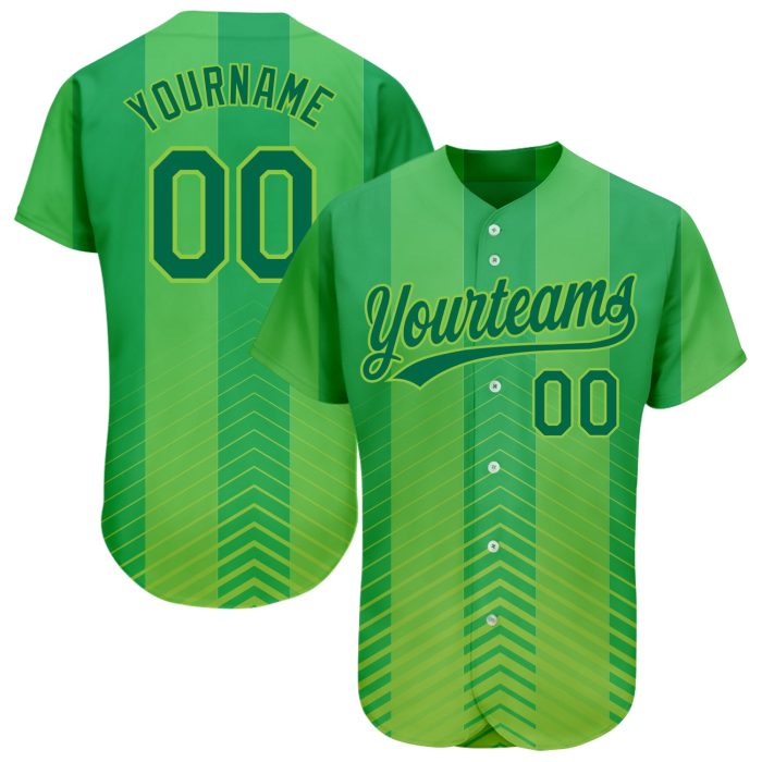 Custom Neon Green 3D Pattern Baseball Jersey - Authentic Kelly Green Design Custom Neon Green Kelly Green 3D Pattern Design - Image 1