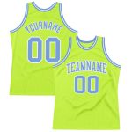 Authentic Throwback Basketball Jersey - Custom Neon Green Blue White Design Custom Neon Green Light Blue-White Authentic