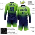 Neon Green Navy Sublimation Soccer Uniform Jersey Long Sleeve Fade Design Custom Neon Green Navy Sublimation Long Sleeve - Image 3