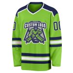 Neon Green Navy White Hockey Jersey Custom Design for Teams and Fans Custom Neon Green Navy-White Hockey Jersey - Image 2