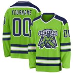 Neon Green Navy White Hockey Jersey Custom Design for Teams and Fans Custom Neon Green Navy-White Hockey Jersey