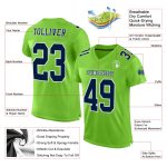 Neon Green Navy White Custom Football Jersey - Authentic Mesh Design Custom Neon Green Navy-White Mesh Authentic Football - Image 2