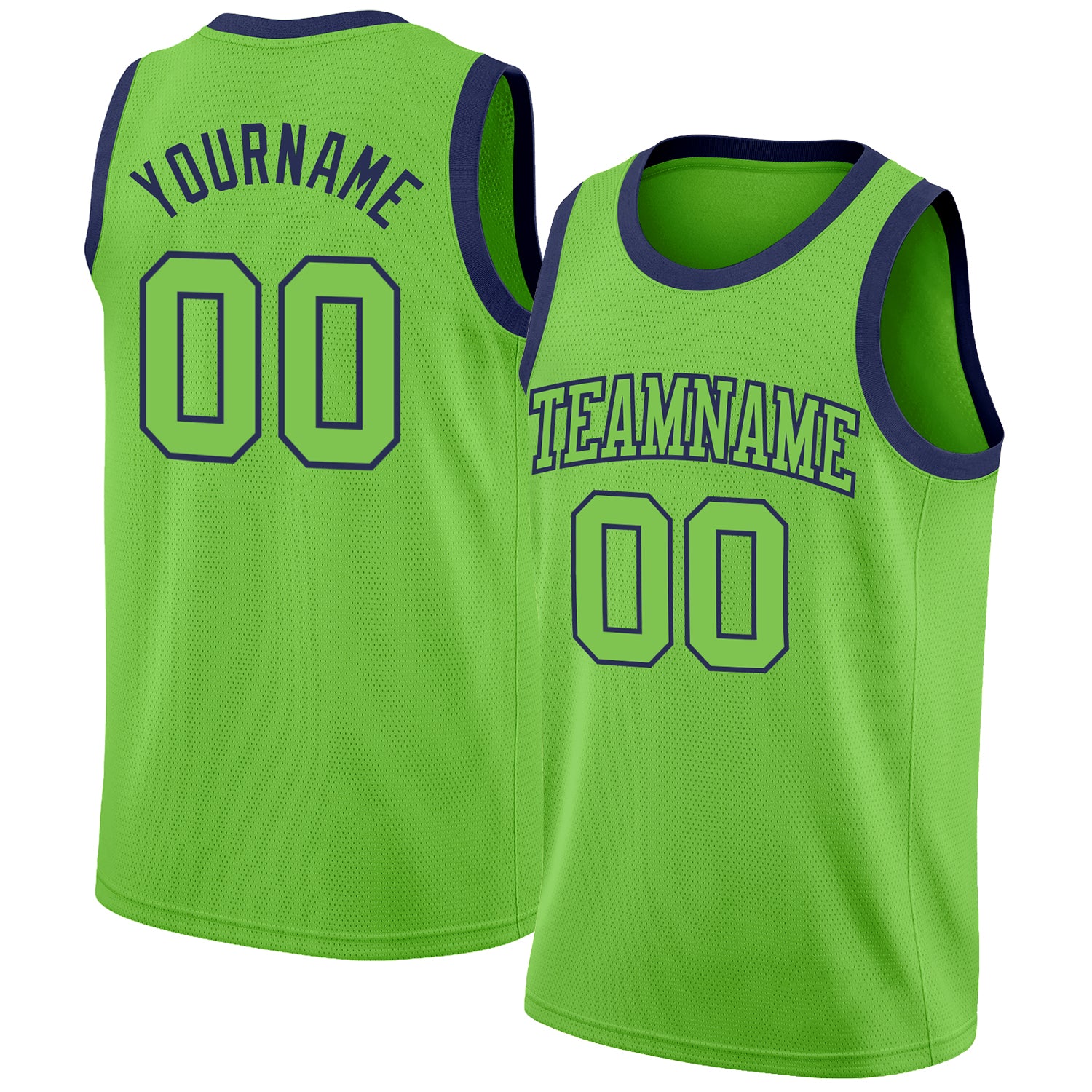 Custom Neon Green Navy Basketball Jersey - Authentic Jersey for Sports Enthusiasts Custom Neon Green Neon Green-Navy Authentic