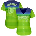 Custom Neon Green Baseball Jersey with Royal 3D Pattern Design - Authentic Sports Apparel Custom Neon Green Neon Green-Royal - Image 2