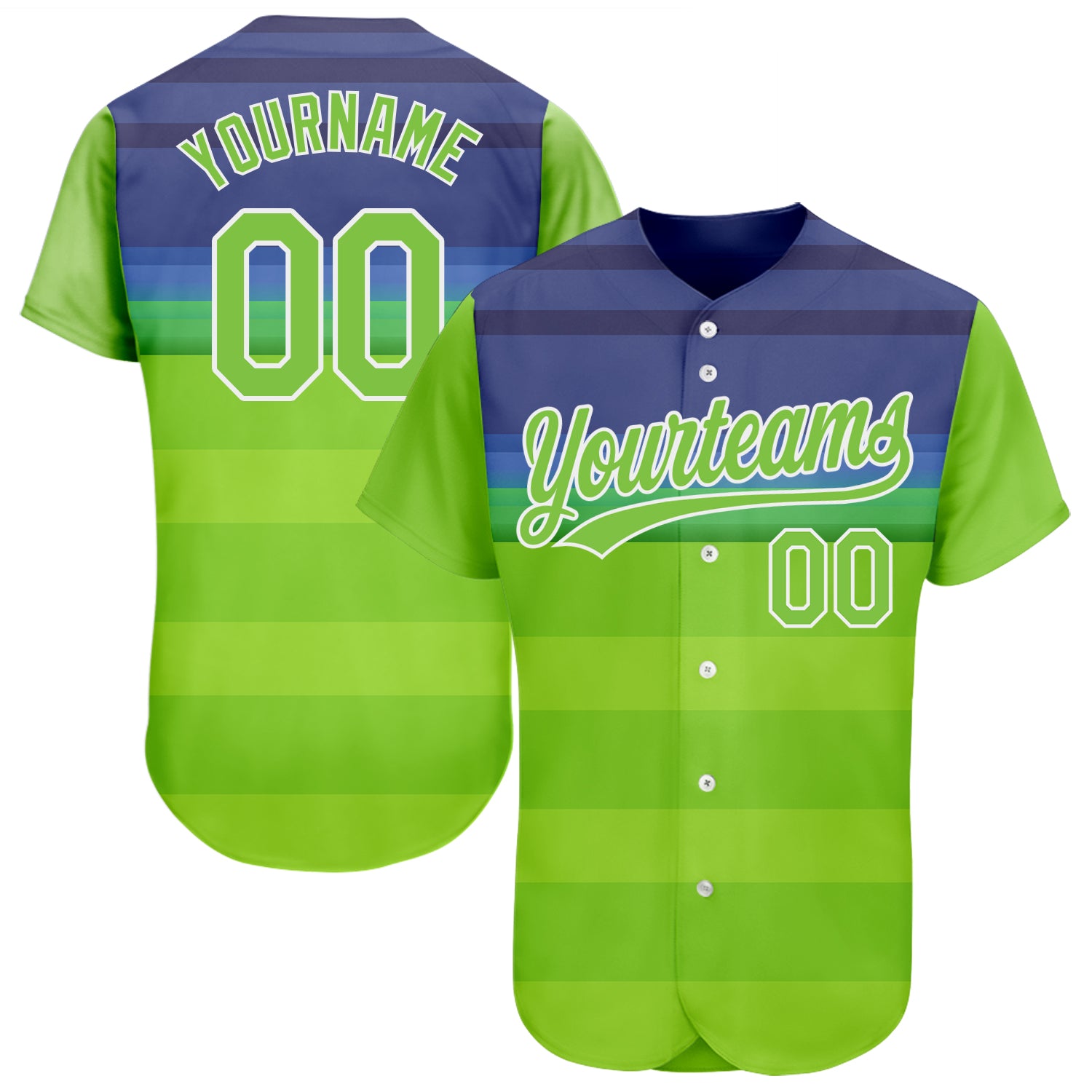 Custom Neon Green Baseball Jersey with Royal 3D Pattern Design - Authentic Sports Apparel Custom Neon Green Neon Green-Royal