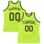 Authentic Throwback Basketball Jersey - Custom Neon Green Olive Design Custom Neon Green Olive Authentic Throwback Basketball