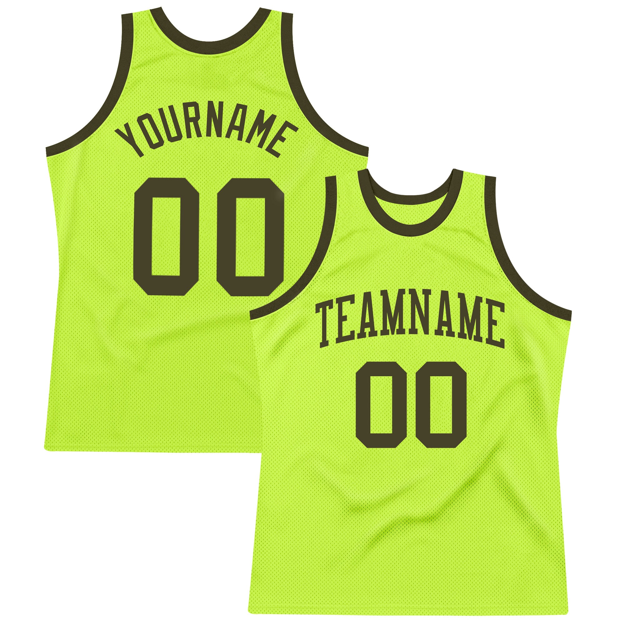 Custom Neon Green Olive Authentic Throwback Basketball Jersey Authentic Throwback Basketball Jersey - Custom Neon Green Olive Design Custom Neon Green Olive Authentic Throwback Basketball - Image 1