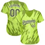 Neon Green Olive-White 3D Pattern Baseball Jersey - Custom Authentic Design Custom Neon Green Olive-White 3D Pattern Design - Image 2
