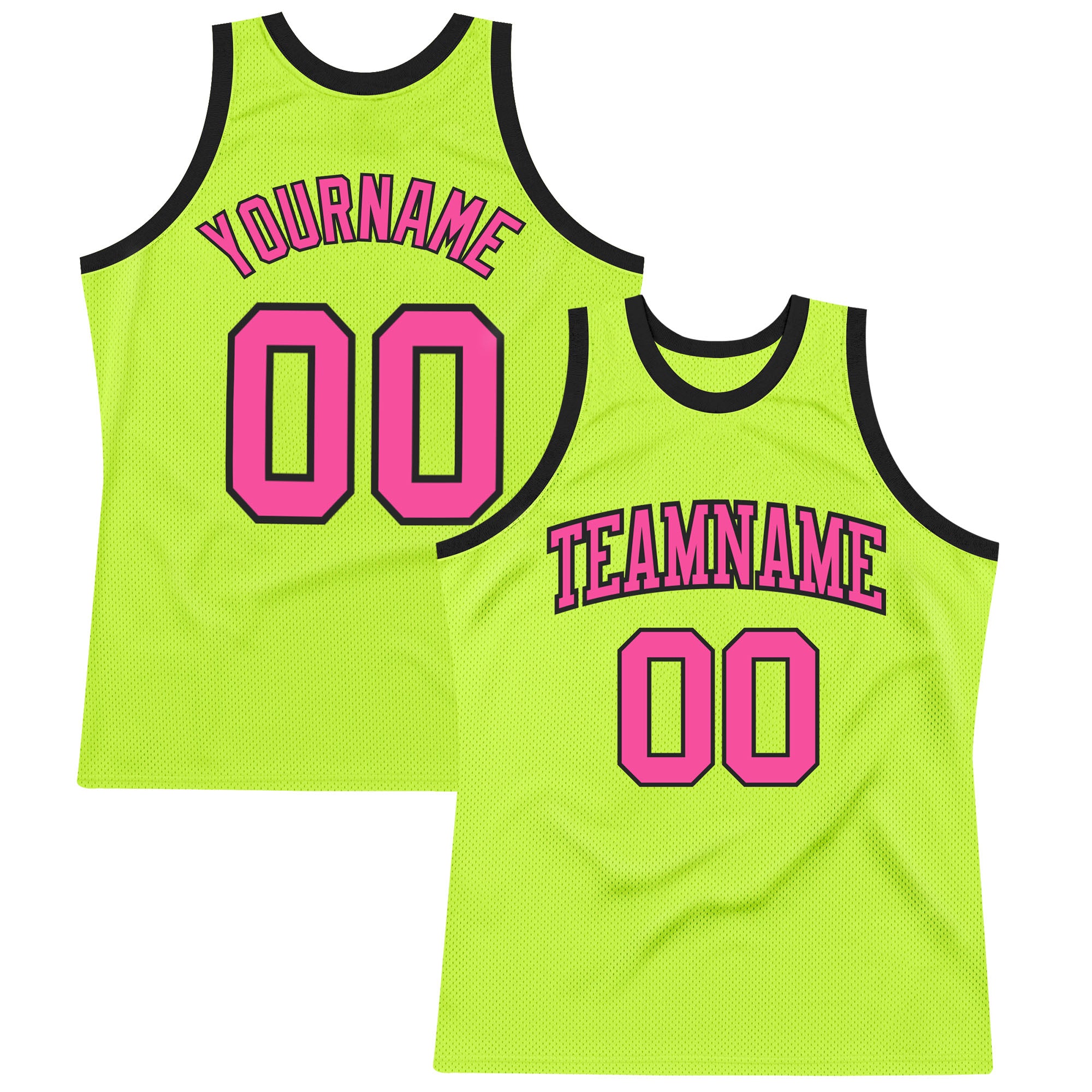 Neon Green Pink Black Custom Throwback Basketball Jersey Authentic Style Custom Neon Green Pink-Black Authentic Throwback