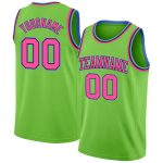Authentic Custom Basketball Jersey in Neon Green, Pink, and Light Blue Custom Neon Green Pink-Light Blue Authentic Basketball
