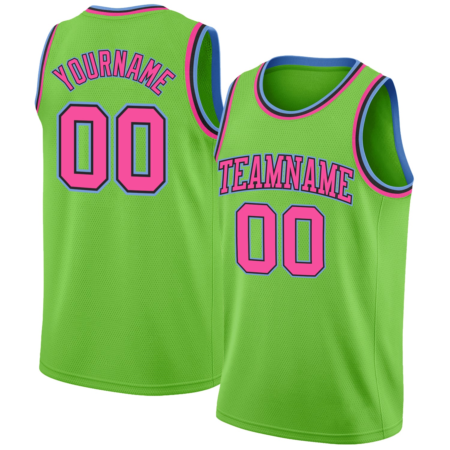 Authentic Custom Basketball Jersey in Neon Green, Pink, and Light Blue Custom Neon Green Pink-Light Blue Authentic Basketball