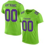 Custom Neon Green Purple Football Jersey - Authentic Mesh Design Custom Neon Green Purple Mesh Authentic Football Jersey