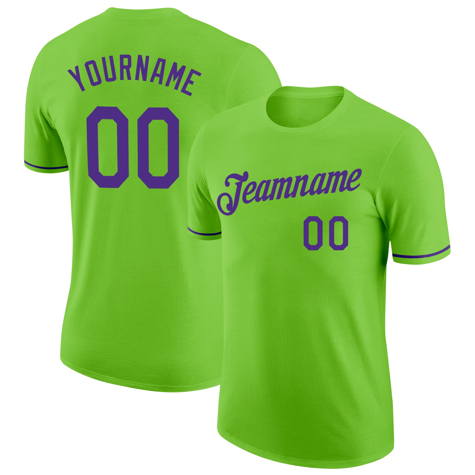 Custom Neon Green Purple Performance T-Shirt Neon Green Purple Performance T-Shirt for Activewear, Custom Design Custom Neon Green Purple Performance T-Shirt - Image 1