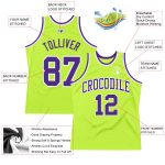 Neon Green Purple White Throwback Basketball Jersey - Custom Authentic Sportswear Custom Neon Green Purple-White Authentic - Image 2