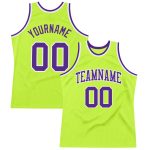 Neon Green Purple White Throwback Basketball Jersey - Custom Authentic Sportswear Custom Neon Green Purple-White Authentic
