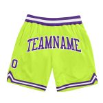 Neon Basketball Shorts - Custom Green Purple-White Authentic Throwback Design Custom Neon Green Purple-White Authentic Throwback