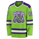 Neon Green Purple White Custom Hockey Jersey - Personalized Sports Apparel Custom Neon Green Purple-White Hockey Jersey - Image 2