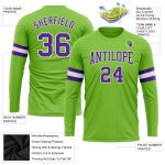 Neon Green Purple-White Long Sleeve Performance Shirt - Custom Design T-Shirt Custom Neon Green Purple-White Long Sleeve - Image 3