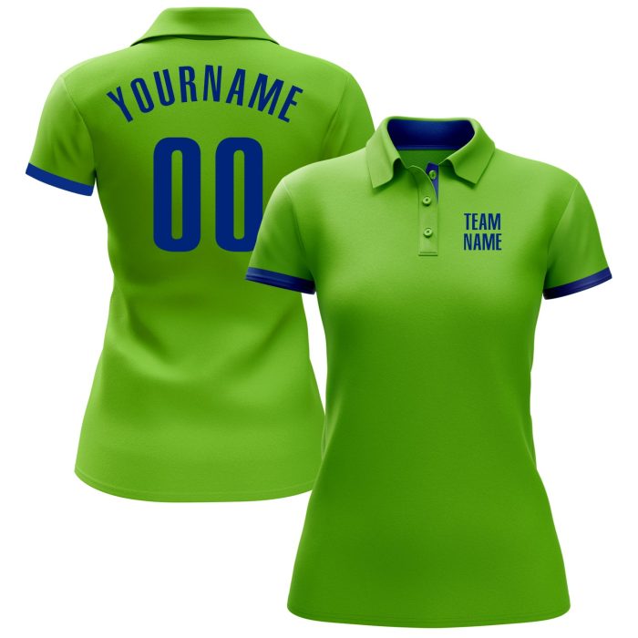 Neon Green Custom Golf Polo Shirt for Royal Performance - Stylish Activewear Custom Neon Green Royal Performance Golf Polo - Image 2
