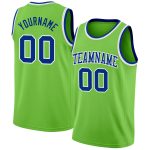Neon Green Royal White Basketball Jersey - Custom Authentic Design Custom Neon Green Royal-White Authentic Basketball Jersey