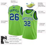 Neon Green Royal White Basketball Jersey - Custom Authentic Design Custom Neon Green Royal-White Authentic Basketball Jersey - Image 2