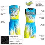 Neon Green White Light Blue Basketball Jersey Custom Round Neck Sublimation Suit Custom Neon Green White-Light Blue Round - Image 2