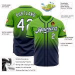 Neon Green White Navy Fade Fashion Baseball Jersey - Custom Authentic Design Custom Neon Green White-Navy Authentic Fade - Image 2