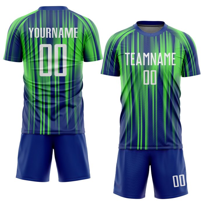 Neon Green White-Royal Custom Sublimation Soccer Jersey Uniform Style 8211 Custom Neon Green White-Royal Sublimation Soccer - Image 2