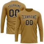 Old Gold Black Cream Performance Long Sleeve T-Shirt - Custom Fit Custom Old Gold Black-Cream Long Sleeve Performance T-Shirt - Image 2