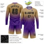 Custom Sublimation Soccer Jersey - Old Gold Black-Purple Long Sleeve Fade Fashion Uniform Custom Old Gold Black-Purple Sublimation - Image 3