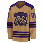 Custom Purple Black Old Gold Hockey Jersey for Men and Women, Personalized Team Apparel Custom Old Gold Purple-Black Hockey - Image 2