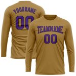 Custom Long Sleeve Performance T-Shirt in Old Gold Purple-Black Custom Old Gold Purple-Black Long Sleeve Performance T-Shirt - Image 2