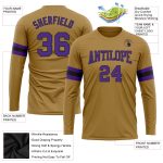 Custom Long Sleeve Performance T-Shirt in Old Gold Purple-Black Custom Old Gold Purple-Black Long Sleeve Performance T-Shirt - Image 3