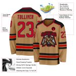Old Gold Red-Black Custom Hockey Jersey for Men & Women - Personalized Ice Hockey Apparel Custom Old Gold Red-Black Hockey - Image 3
