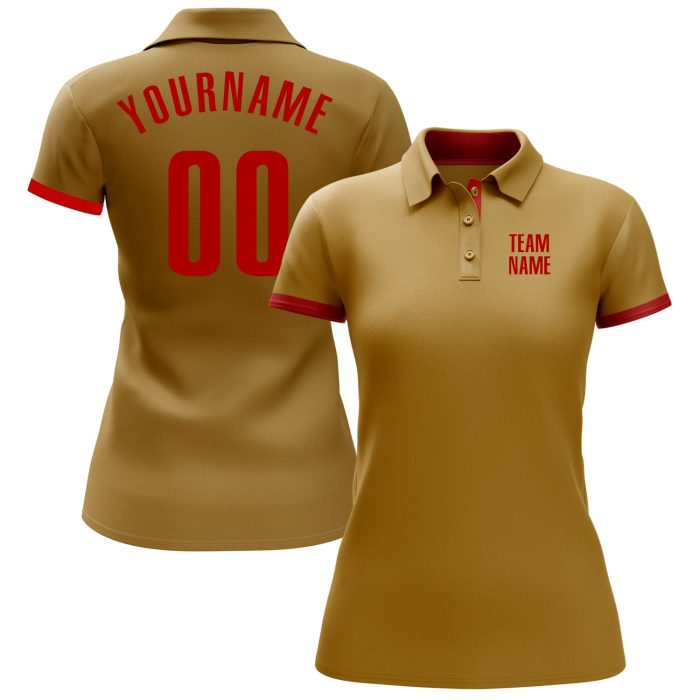 Custom Old Gold Red Performance Golf Polo Shirt for Men - Premium Fit, Moisture-Wicking Fabric, Ideal for Sports and Leisure - Image 2