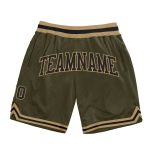 Custom Olive Black-Old Gold Salute To Service Basketball Shorts - Authentic Throwback Design Custom Olive Black-Old Gold
