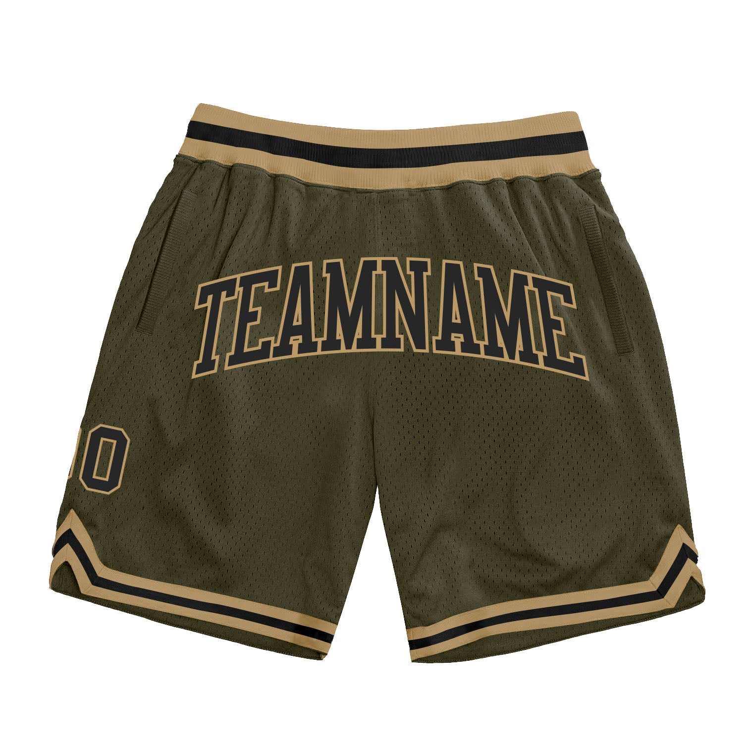 Custom Olive Black-Old Gold Salute To Service Basketball Shorts - Authentic Throwback Design Custom Olive Black-Old Gold